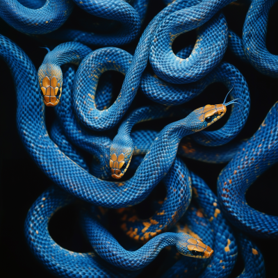 Blue Snakes on Black