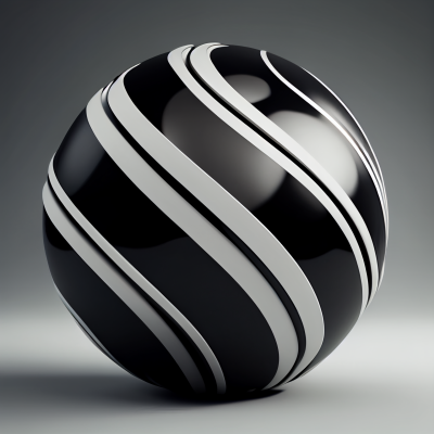 Black Sphere with White Lines