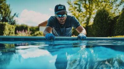 Pool Cleaning in Beautiful Garden