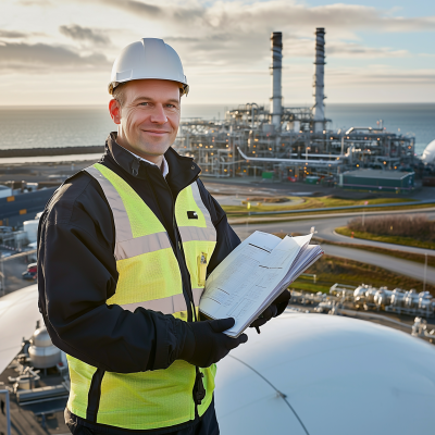 Smiling Engineer on LNG Tank