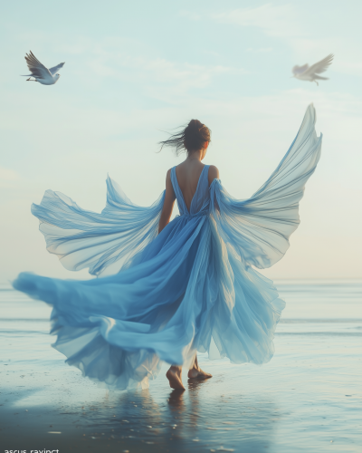 Woman in Winged Dress