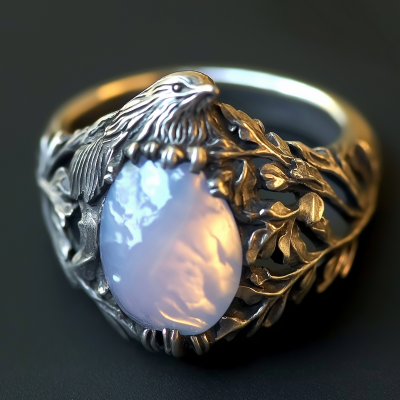 Wedding Ring with Crow