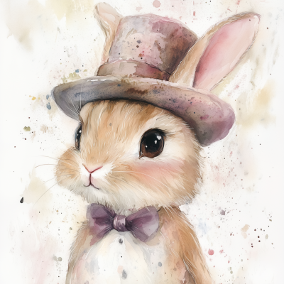Whimsical Bunny in Hat