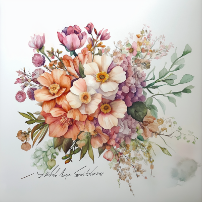 Watercolor Flowers Arrangement