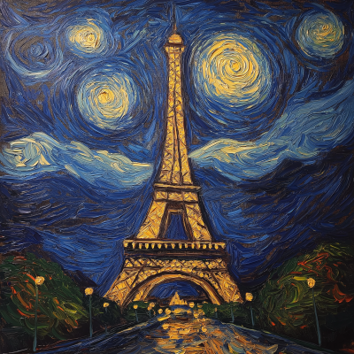 Eiffel Tower in Van Gogh Style