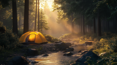 Sunrise at Forest Campsite