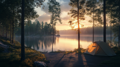 Sunrise at Forest Campsite