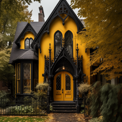 Gothic Home with Mustard Yellow Door