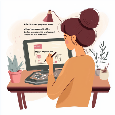 Young Woman Drawing at Desk