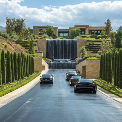 Modern Waterfall Driveway