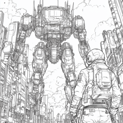 Cyberpunk Mecha Scene