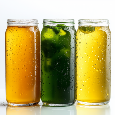 Colorful Glass Jars with Drinks