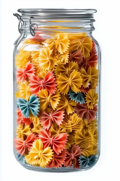 Colorful Butterfly Pasta in Glass Jars