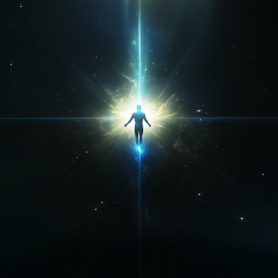 Man in White Light with Blue Energy
