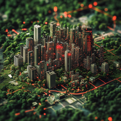 Aerial View of a Data-Enhanced City