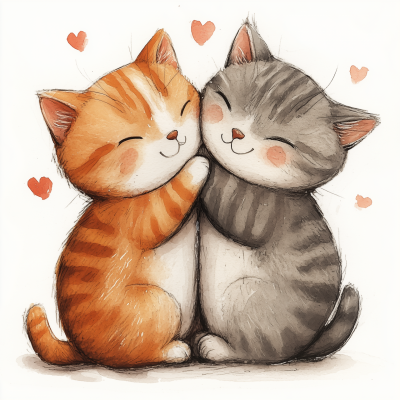 Kawaii Cats in Love