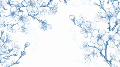 Cherry Blossoms Line Drawing