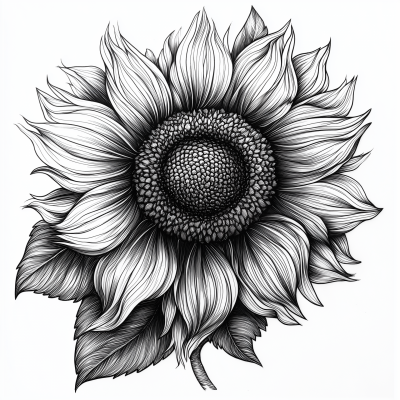 Obsidian Linework Sunflower