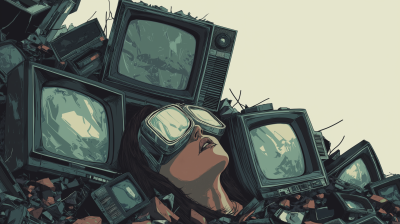 Minimalistic Heads in TV Pile