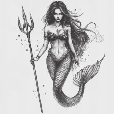 Realistic Mermaid Sketch