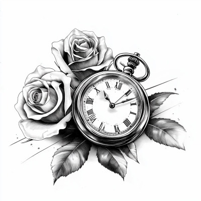 Pocket Watch and Roses