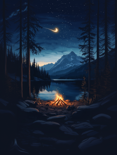 Campfire Night Illustration