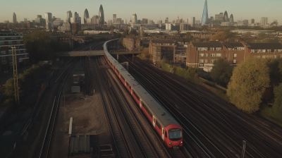 Aerial View of Commuter Train in West London