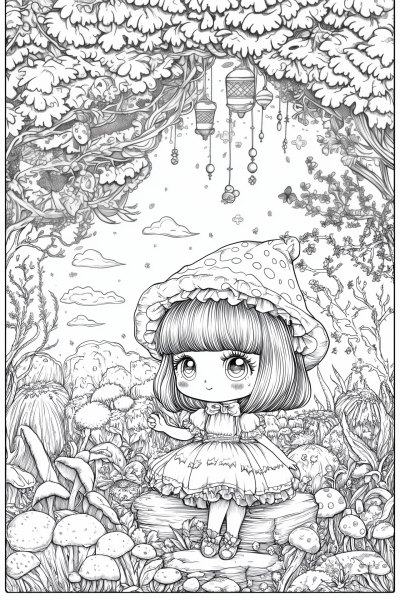Kawaii Nature Coloring Page