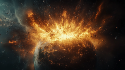 Earth Explosion in Space