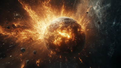 Exploding Earth in Space