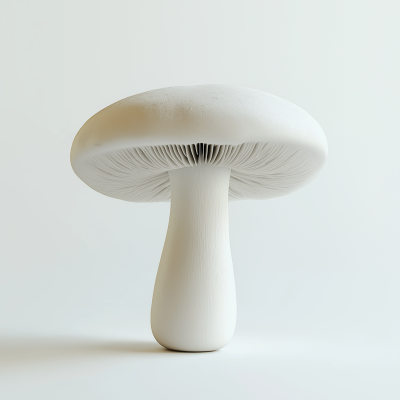 White Mushroom on White Background