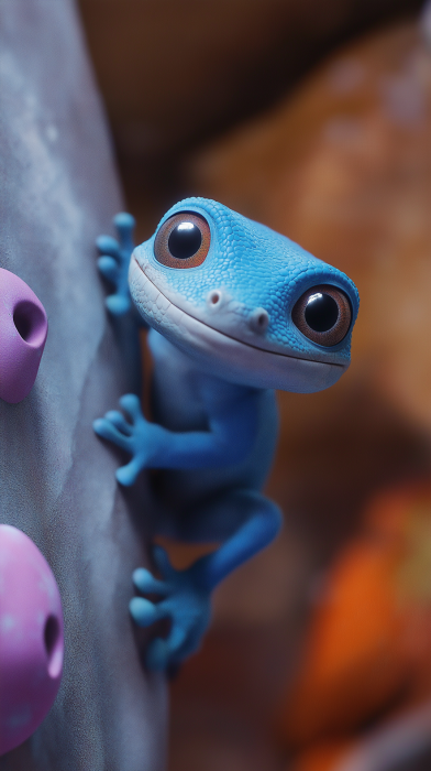 Cute Blue Gecko in Action