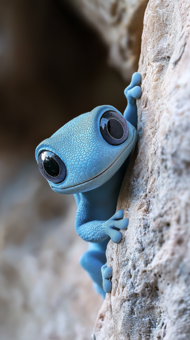 Cute Blue Gecko Climbing