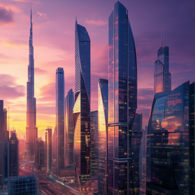 Futuristic Cityscape of UAE and Russia