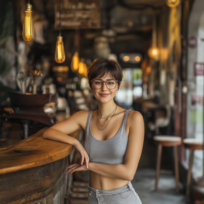 Confident Woman at Coffee Shop