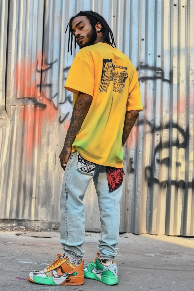 Stylish Young Man with Graffiti