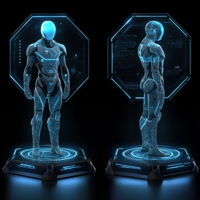Hexagon Shaped Hologram Base Views