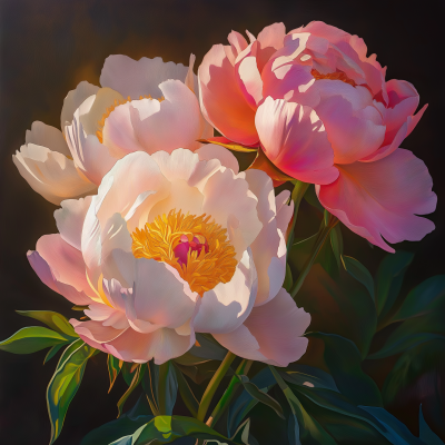 Real Peonies in Sunlight