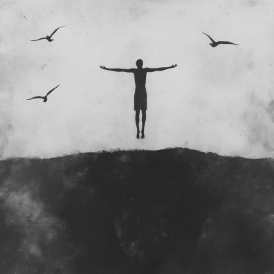 Flying Man on Island