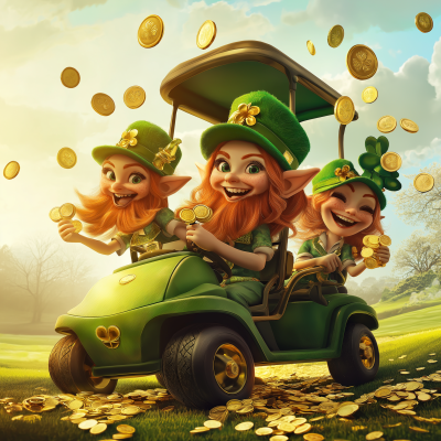 Leprechauns on a Golf Cart