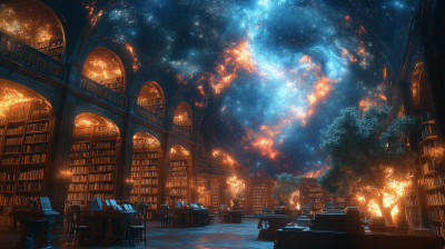 Mystical Library in Fantasy World