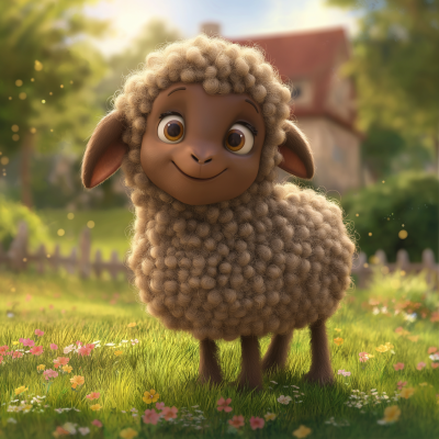 Playful Brown Sheep in a Cozy Setting
