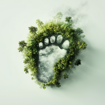 Colorful Earth with Footprint