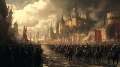 Fantasy Army Marching Through City