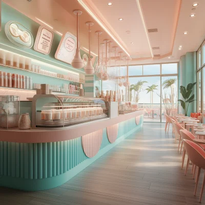 Pastel Ice Cream Shop Interior