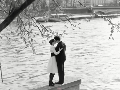 Couple in Love by the Seine