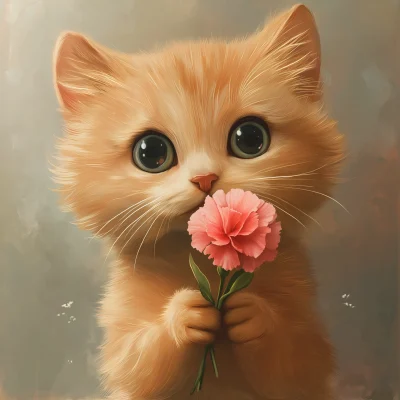 Cat with Carnation