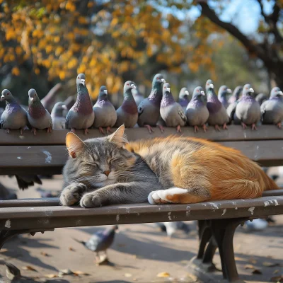 Cat Sleeping in the Park