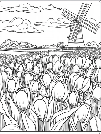 Tulips and Windmill