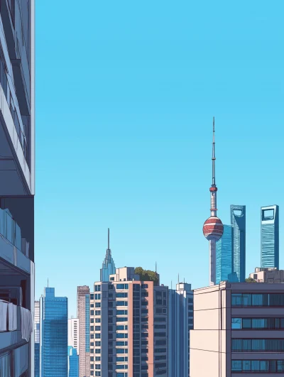 Shanghai Cityscape Illustration